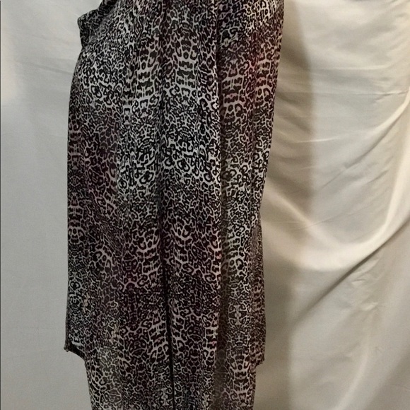 Catherine’s Sheer Animal Print Long Sleeve Button Up Blouse - Picture 3 of 5